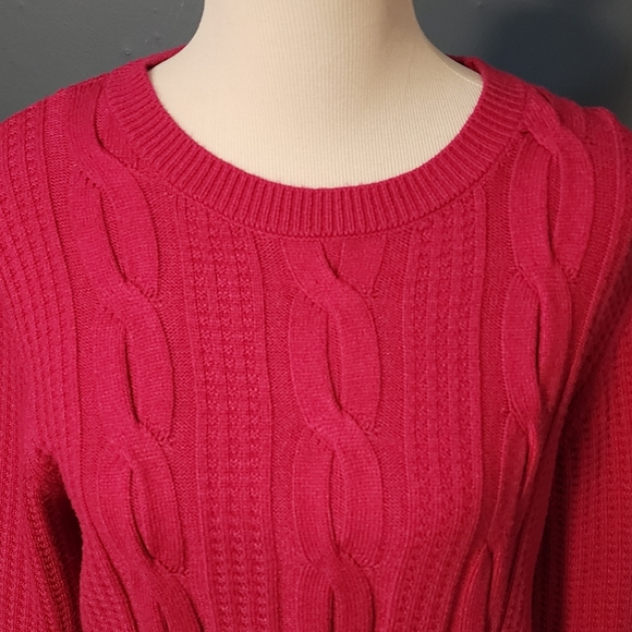 Philosophy Pink Waffle Weave and Cable Knit Rayon Long Sleeve Sweater Size XL - Picture 2 of 9